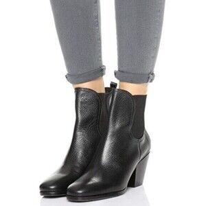 Rachel Comey Women Nassau Pebbled Leather Heeled Chelsea Boot Black Size 7